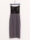SWAYING 25 Early Autumn Floral Jacquard Tube Dress SW-SW25PF2L01C3-HL Gray Blue